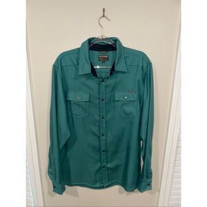 Flylow Wool Blend Large Button Up Green Shirt